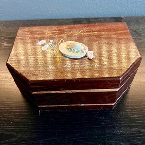 vintage "Pastel Love" wooden musical jewelry box